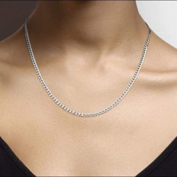 Sterling Silver Cuban Curb Chain Necklace - Picture 7 of 10